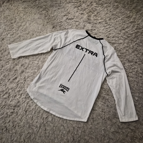 ☆5/$15☆H&M Divided “EXTRA” Racing Long Sleeve Shirt | White & Black | XS - Picture 11 of 16